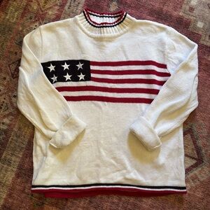 Christopher & Banks White Sweater with Flag Design